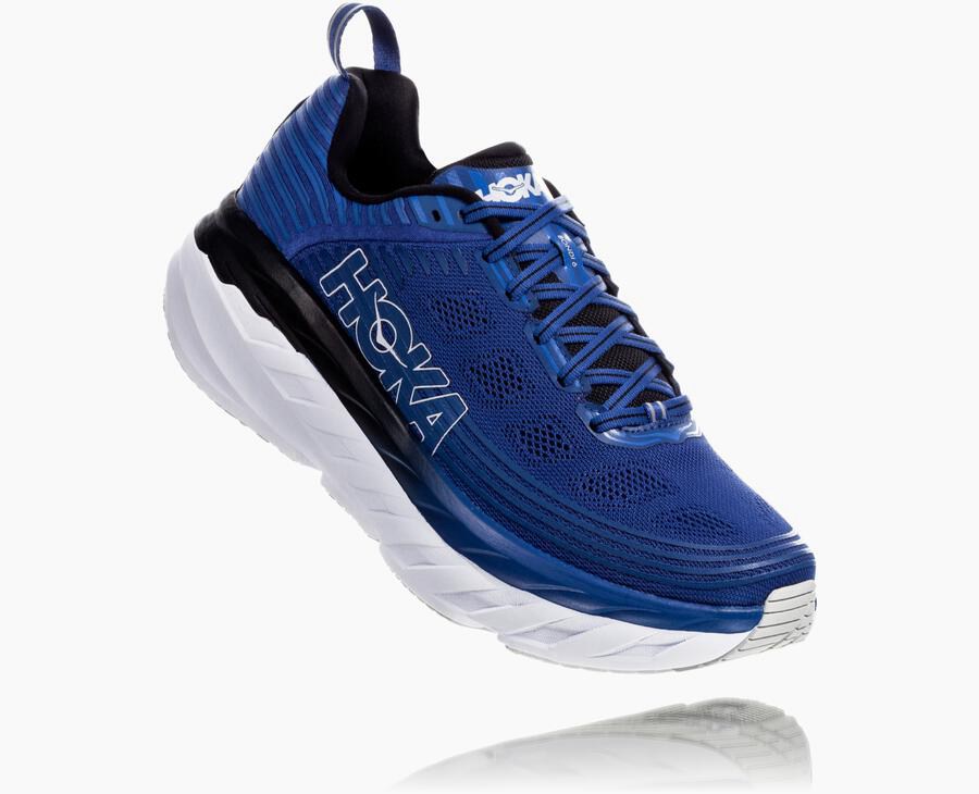 Hoka One One Bondi 6 - Men's Running Shoes - Blue/White - UK 106RJZCOD